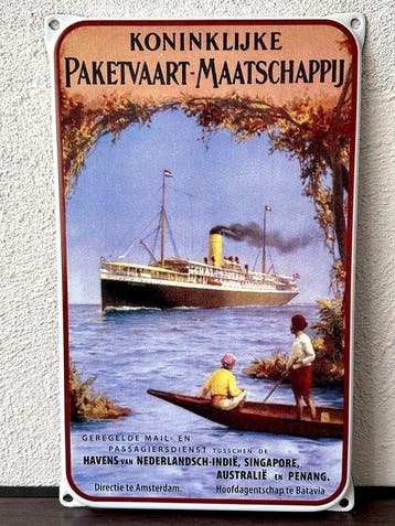 No reserve- Emaille reclamebord Koninklijke Paketvaart -