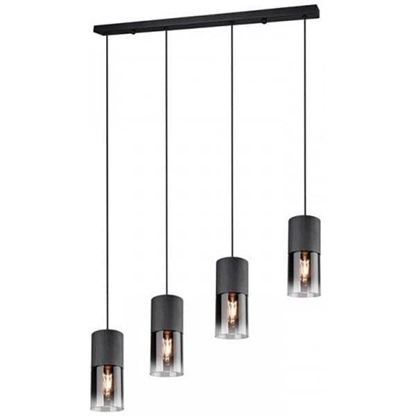 Zwarte LED Hanglamp met Glas - Trion Roba 4-lichts Rechthoek, Huis en Inrichting, Lampen | Overige, Nieuw, Ophalen of Verzenden
