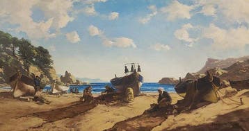Escuela Impresionista Europea (XX) - XL - Los pescadores, Antiek en Kunst, Kunst | Schilderijen | Klassiek