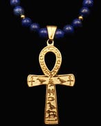 Lapis lazuli - Ankh-kruis uit het Egypte der Faraos :