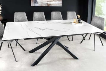 Uitschuifbare eettafel ALPINE 160-200cm wit keramiek marmer, Ophalen of Verzenden, Nieuw
