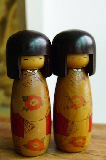 Bekroonde creatieve Kokeshi-pop - Hout - Usaburo - Japan -
