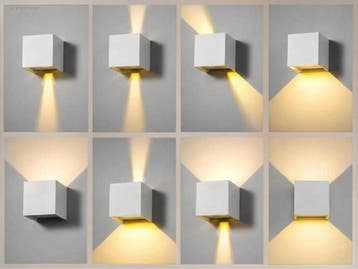 (8x) 7W LED wit Wandlamp Kubus duo licht..., Nieuw