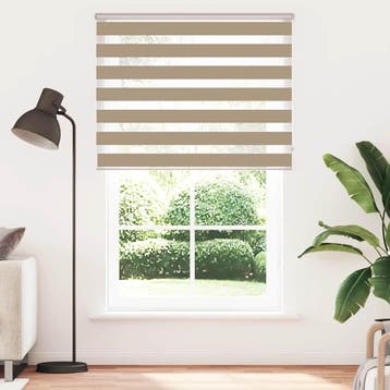 vidaXL Zebra Blind 145x230 cm stofbreedte 140,9 cm polyester, Verzenden, Nieuw, Bruin
