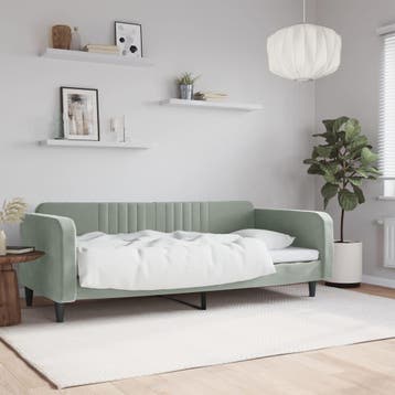 vidaXL Slaapbank 100x190 cm fluweel lichtgrijs, 100 cm, Eenpersoons, Verzenden, Nieuw