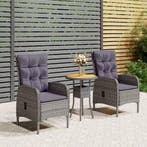 vidaXL 3-delige Tuinset poly rattan grijs, 2 zitplaatsen, Nieuw, Tuinset, Verzenden