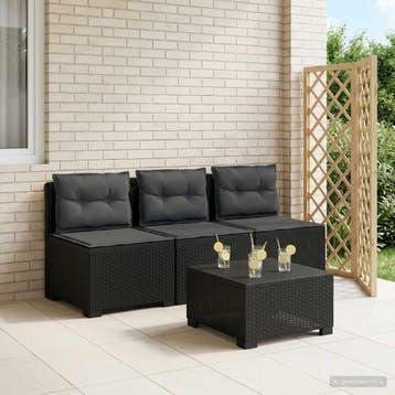 vidaXL 3-zits tuinbank met kussens in rattanlook PP, Verzenden, Nieuw