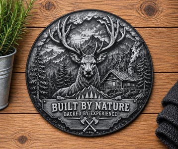 Stoer herten wandbord 25 cm – aluminium Dibond – natuur &amp, Eigen ontwerp, Vintage, Nieuw, Wandbord of Wandpaneel