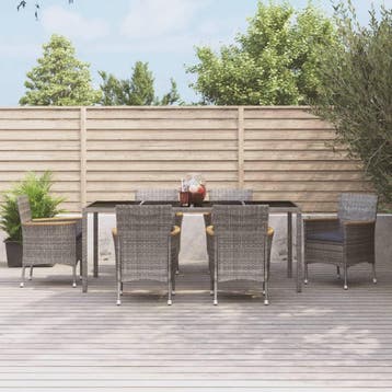 vidaXL 7-delige Tuinset met kussens poly rattan grijs, Verzenden, Nieuw, 6 zitplaatsen, Tuinset