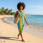 Sarong / pareo - Strandkleding wikkelrok - Tie dye geel / tu, Ophalen of Verzenden, Nieuw