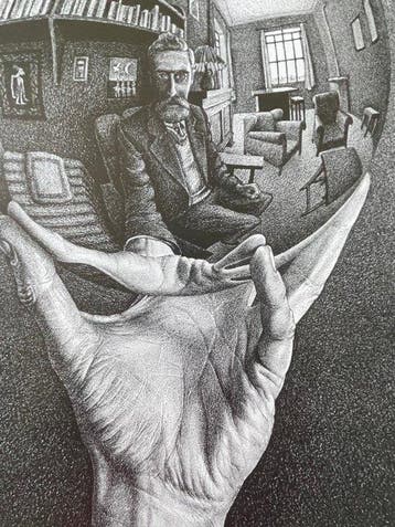 M.C. Escher (1898-1972) - Hand with Reflecting Sphere/Hand