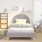 vidaXL Bedframe voor kinderen met hoofdbord Lichtgrijs 90 x, Verzenden, Nieuw, Stof