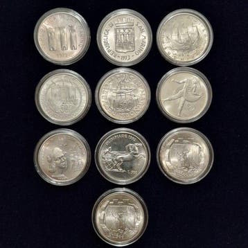San Marino. 500 Lire 1972/1992 (10 monete) (Zonder