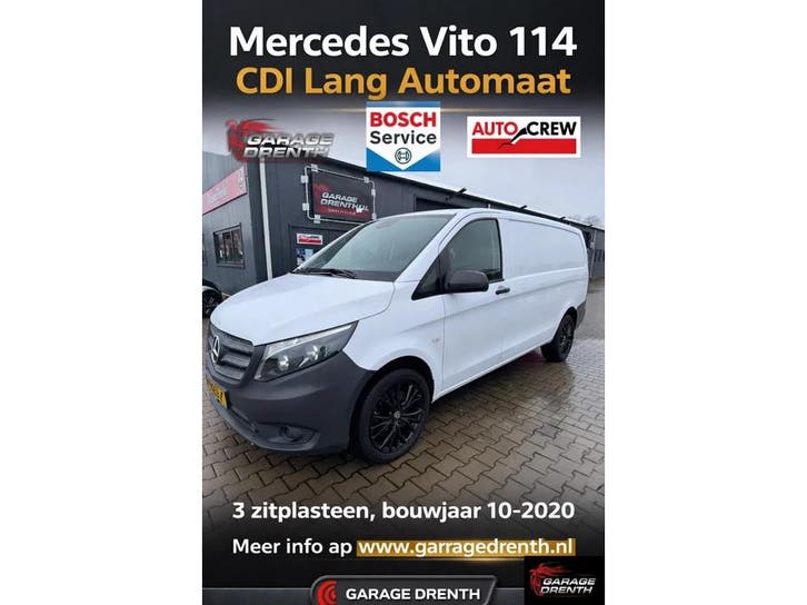Zakelijke lease - Mercedes-Benz Vito Bestel 114 CDI Lang, Auto's, Bestelauto's, Automaat, Financial lease, Wit, Mercedes-Benz