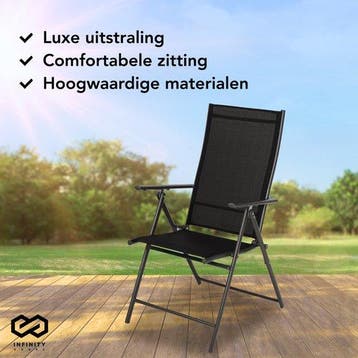 2dekans | Infinity Goods Tuinstoel - 2 Stuks - 7 Verstelbare, Ophalen of Verzenden, Zo goed als nieuw