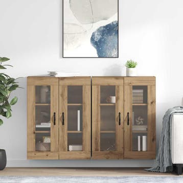 vidaXL Wandkasten 2 st Artisan Eiken 69,5 x 34 x 90 cm, Minder dan 50 cm, Verzenden, Nieuw, Minder dan 100 cm