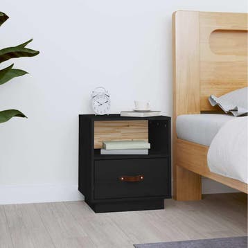 vidaXL Nachtkastje 40x34x45 cm massief grenenhout zwart, Minder dan 45 cm, Verzenden, Nieuw, Minder dan 55 cm