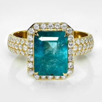 Zonder minimumprijs - Ring - 14 karaat IGI 3,55 ct Zambia, Nieuw