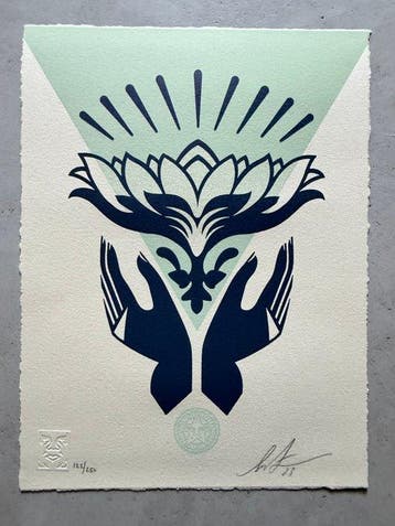 Shepard Fairey (OBEY) (1970) - Lotus Hands (teal)