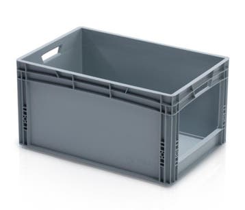 Magazijnbak, 600x400x320 mm, euronorm, grijs kunststof,, 40 tot 60 cm, 50 tot 75 cm, Ophalen of Verzenden, Nieuw