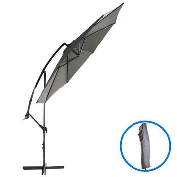 2dekans | Lifa Garden Zweefparasol - 300 x 300 cm - Grijs, Ophalen of Verzenden, Zo goed als nieuw