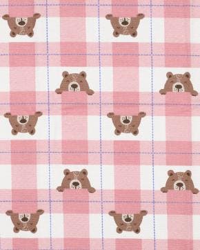 Flanel Katoen Ruit Beren Roze, Nieuw, Roze