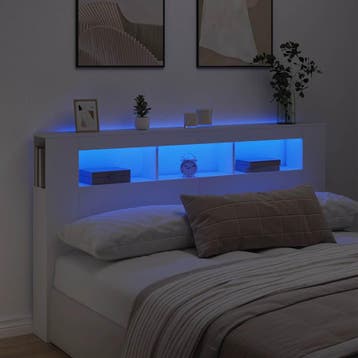 vidaXL Hoofdeinde met LED 180x18,5x103,5 cm bewerkt hout wit, Verzenden, Nieuw, Wit, Hout