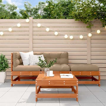 vidaXL Tuin loungeset 4 st Wasbruin Massief grenenhout, Verzenden, Nieuw, 4 zitplaatsen, Loungeset