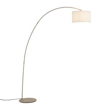 Moderne booglamp beige met teddy kap - Vinossa, Verzenden, Nieuw, Modern