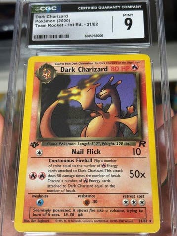 Pokémon - 1 Graded card - Charizard 21/82 First edition -, Nieuw