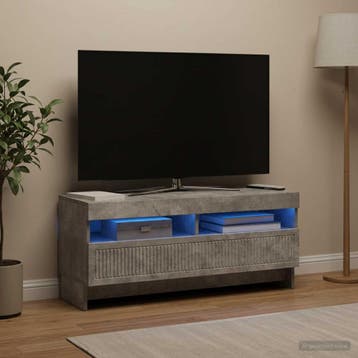 vidaXL LED tv-meubel EDE 100 x 35 x 43 cm Betongrijs Bewerkt, Huis en Inrichting, Minder dan 50 cm, Verzenden, Nieuw, Minder dan 100 cm