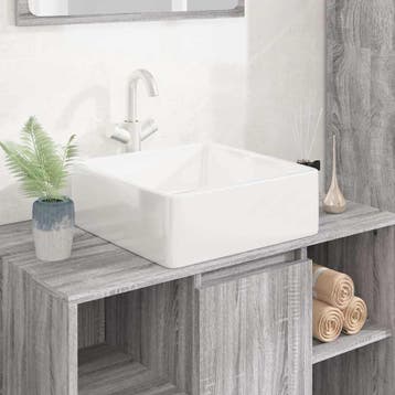 vidaXL Wasbak 37x37x13 cm vierkant keramiek wit, Verzenden, Nieuw