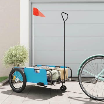 vidaXL Fietstrailer oxford stof en ijzer blauw en zwart, Fietsen en Brommers, Verzenden, Nieuw