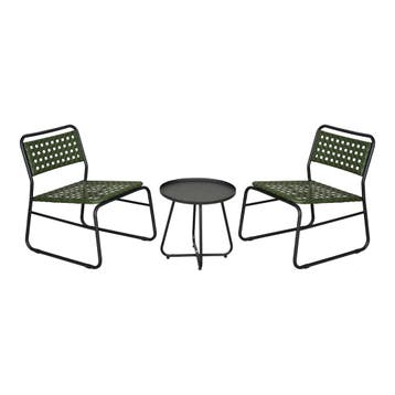 Bistroset Brienza tuintafel met 2 tuinstoelen zwart en groen, Verzenden, Nieuw