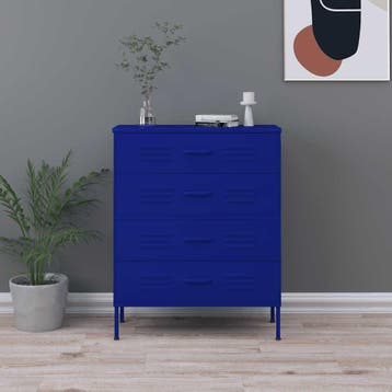 vidaXL Ladekast 80x35x101,5 cm staal marineblauw, Kinderen en Baby's, Kinderkamer | Commodes en Kasten, Verzenden, Nieuw