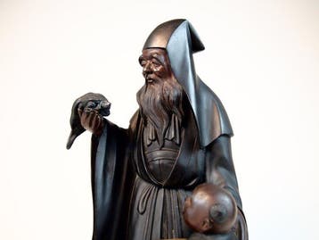 Brons - Tsunenobu  - Beeldje van Jurojin , een van de