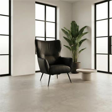 Leren fauteuil Flair - Toledo Nero (zwart), Huis en Inrichting, Eigentijds, Modern, Retro, Romantisch, Nieuw, Ophalen of Verzenden