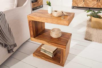 Handgemaakte bijzettafel S 60cm massief sheeshamhout, Huis en Inrichting, Ophalen of Verzenden, Nieuw