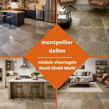 Montpellier Dallen - Franse zandsteen look - Module vloer, Doe-het-zelf en Verbouw, Tegels, 60 cm of meer, Verzenden, Nieuw, 10 m² of meer