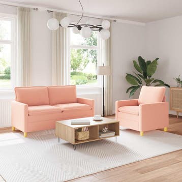 vidaXL Bankstel 2 st Roze Stof, Huis en Inrichting, Verzenden, Nieuw, Stof, Minder dan 150 cm