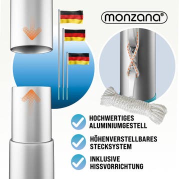 Aluminium vlaggenmast 650cm incl Duitsland vlag, Verzenden, Nieuw