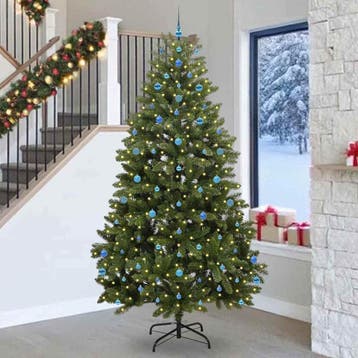 vidaXL Kunstkerstboom 270 cm 300 LEDs Warmwit PVC en staal, Verzenden, Nieuw
