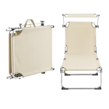 Ligbed met luifel Legorreta 189x57x28 cm tot 115 kg beige [e, Verzenden, Nieuw
