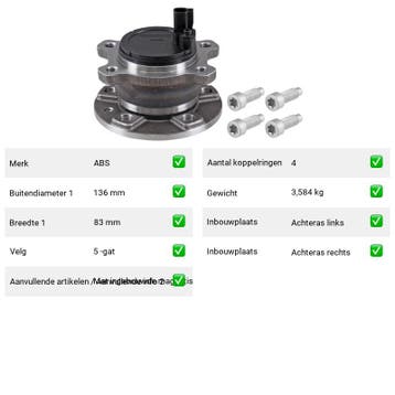 Wiellager Achteras Volvo S60 T3 (2010-2015), Verzenden, Nieuw, Volvo