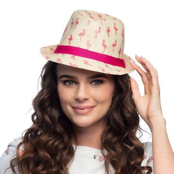 Zomers Miami Hoedje Met Flamingos, Verzenden, Nieuw, Feestartikel