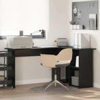 vidaXL Bureau met plank Zwart Eiken 142 x 102 x 73 cm, Verzenden, Nieuw