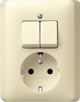 Gira Combinatie-Serie Wandcontactdoos Standaard 55 Creme Wit, Verzenden, Nieuw, Overige typen