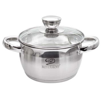 MH-1250 Kookpan 1,3 Liter 14 cm – RVS Pan met Glazen Deksel, Ophalen of Verzenden, Nieuw