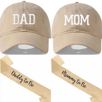Sjerp en button set Daddy to Be zwart met gouden tekst, Ophalen of Verzenden, Nieuw, Versiering, Geboorte of Huwelijk