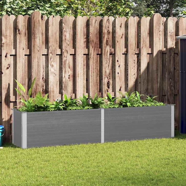 vidaXL Plantenbak verhoogd 250x50x54 cm HKC grijs, Tuin en Terras, Bloembakken en Plantenbakken, 100 cm of meer, Nieuw, Hout, 30 tot 60 cm